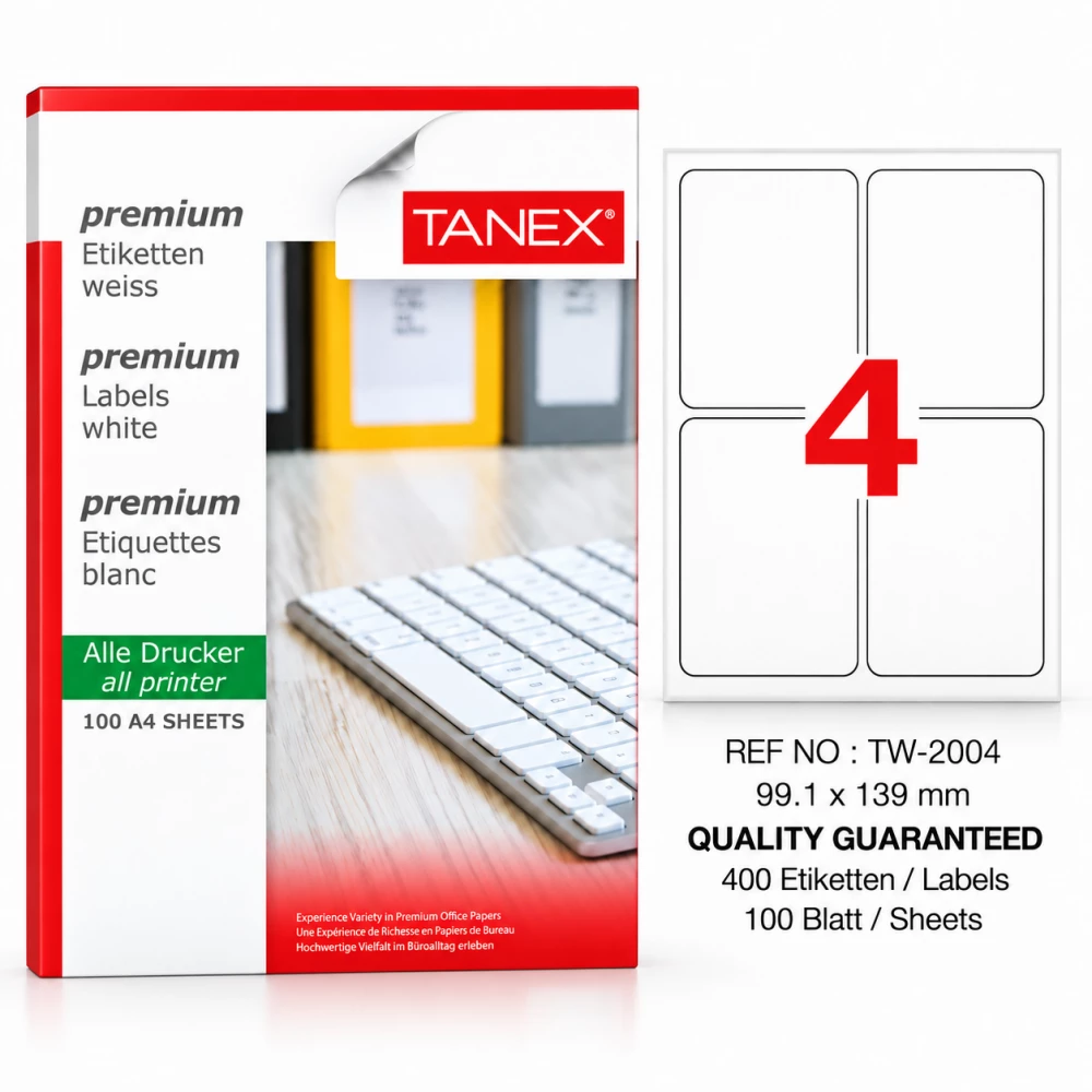 Tanex Tw-2004 Laser Etiket 99,1 x 139 mm - TW2004